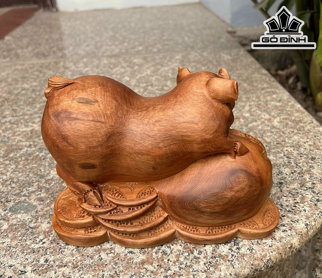 Tượng Heo Gỗ Ngọc Am Ngang 20 Cao 14 Sâu 10 (cm)