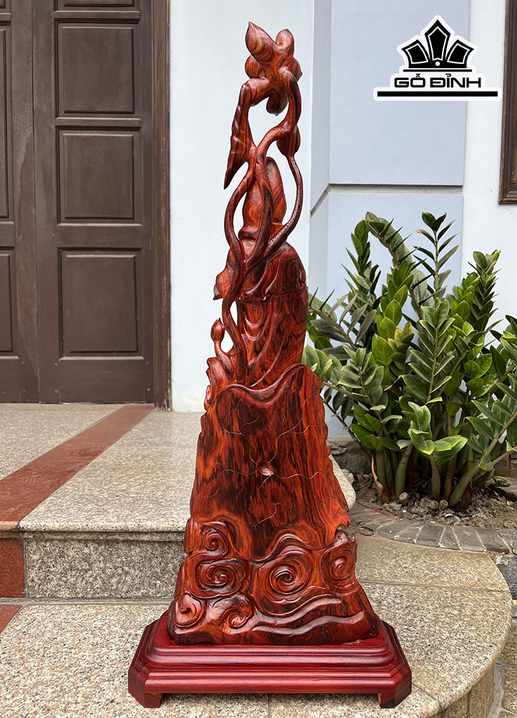 Tượng Phật Bà Quan Âm Gỗ Trắc Cao 87 Ngang 30 Sâu 10 (cm)