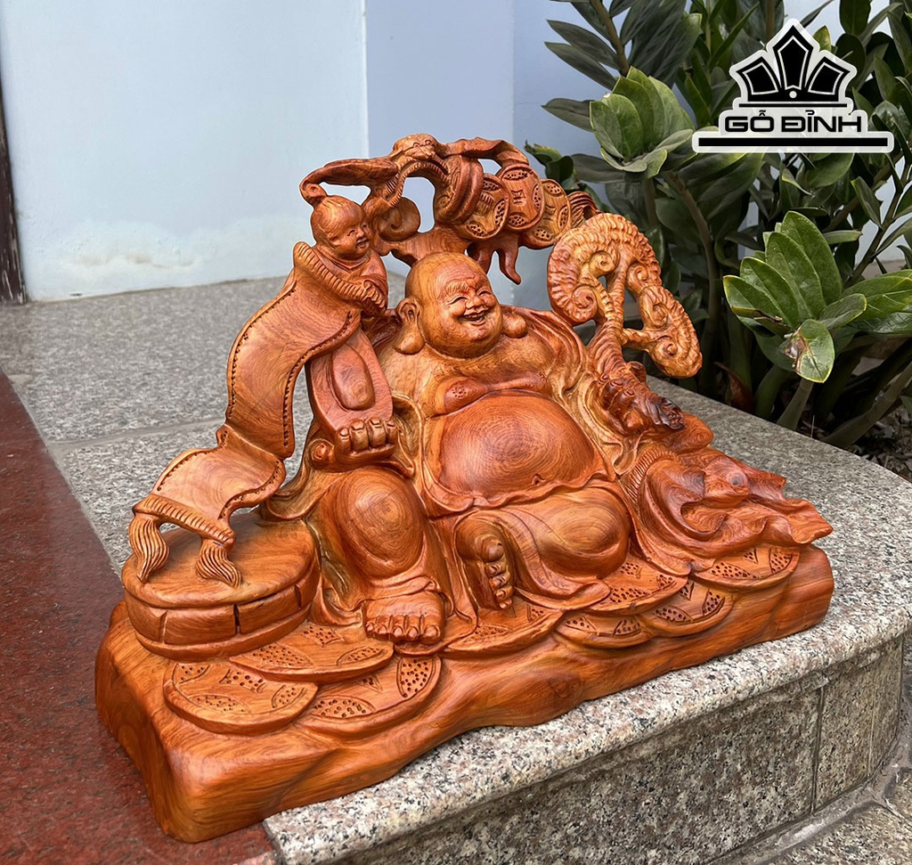 Tượng Phật Di Lặc Gỗ Hương Ngang 42 Cao 31 Sâu 19 (cm)