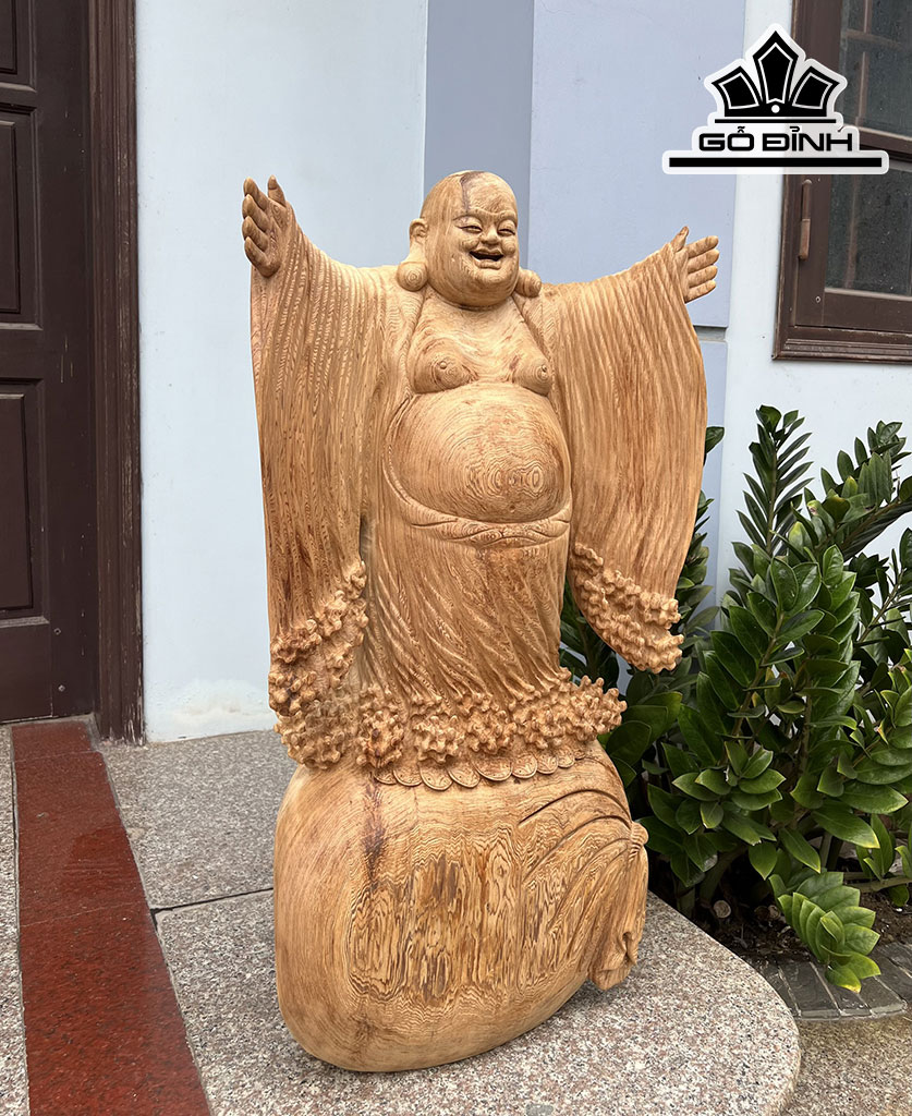 Tượng Phật Di Lặc Gỗ Ngọc Am Cao 89 Ngang 50 Sâu 20 (cm)