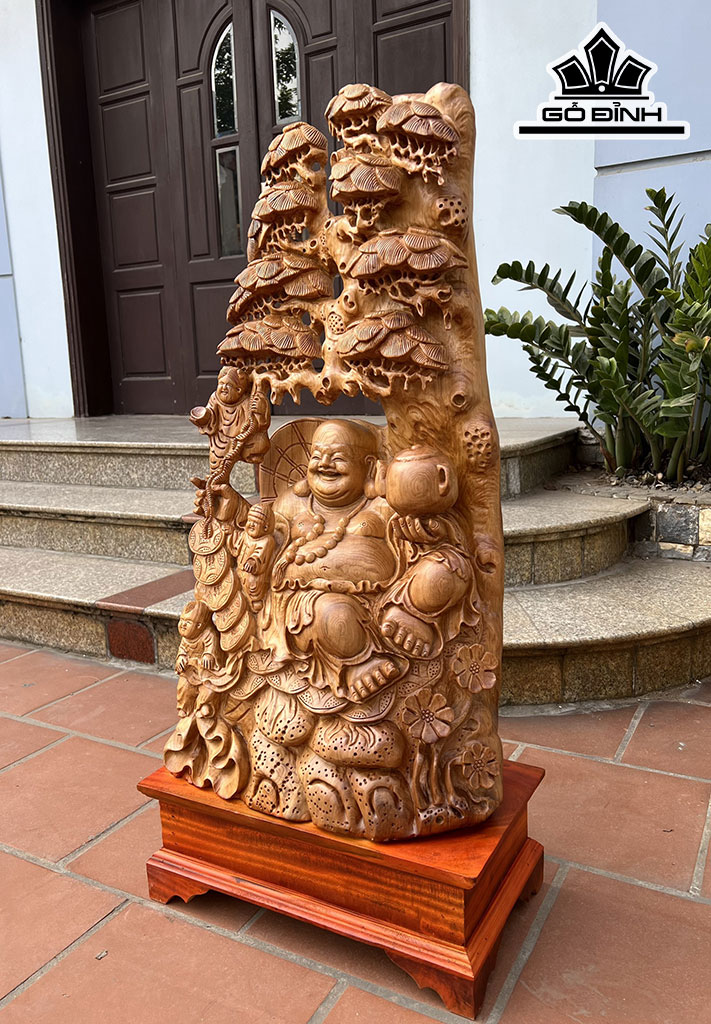 Tượng Phật Di Lặc Gỗ Ngọc Am Cao 96 Ngang 43 Sâu 25 (cm)