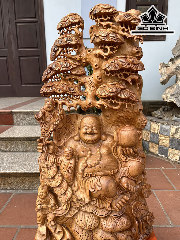 Tượng Phật Di Lặc Gỗ Ngọc Am Cao 96 Ngang 43 Sâu 25 (cm)