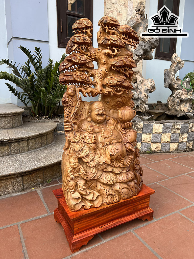 Tượng Phật Di Lặc Gỗ Ngọc Am Cao 96 Ngang 43 Sâu 25 (cm)