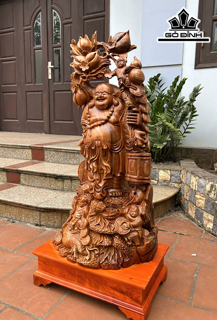 Tượng Phật Di Lặc Gỗ Ngọc Am Cao 107 Ngang 46 Sâu 32 (cm)