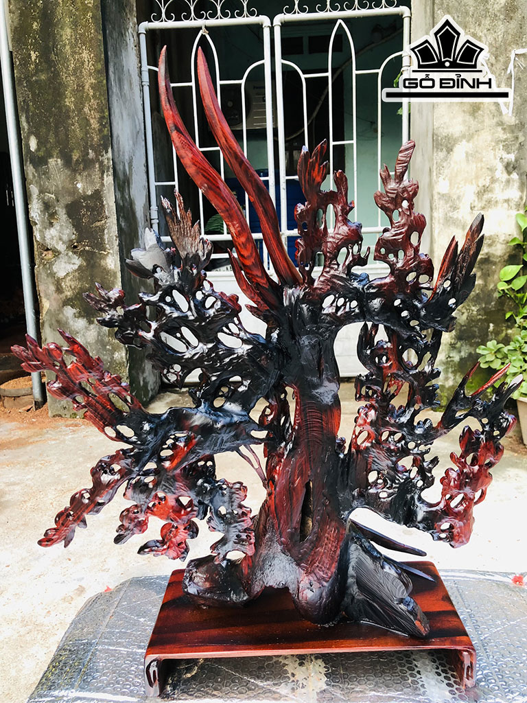 Nhị Điểu Quần Mai Gỗ Trắc Ngang 52 Cao 72 Sâu 25 (cm)