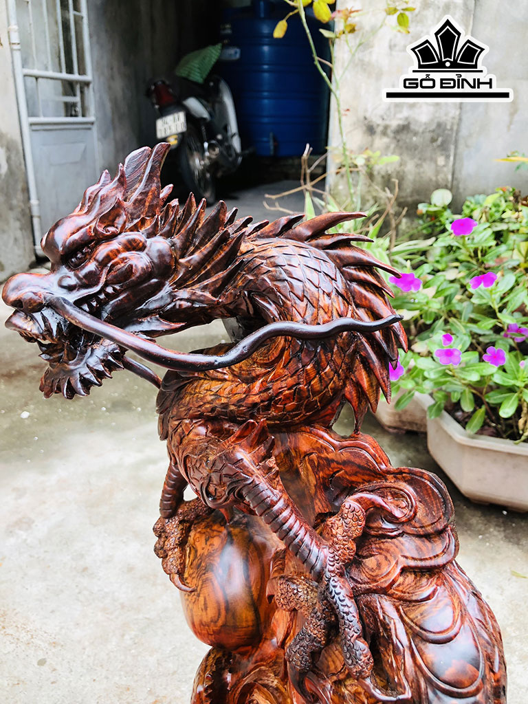 Tượng Nhất Long Gỗ Trắc Cao 51 Ngang 39 Sâu 11 (cm)