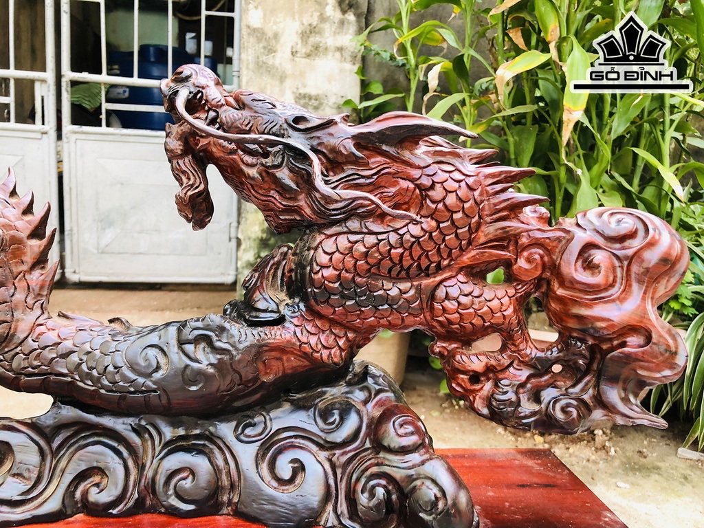 Tượng Nhất Long Gỗ Trắc Ngang 57 Cao 41 Sâu 15 (cm)
