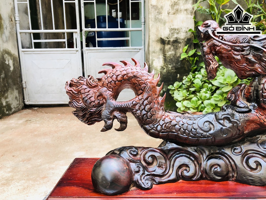 Tượng Nhất Long Gỗ Trắc Ngang 57 Cao 41 Sâu 15 (cm)