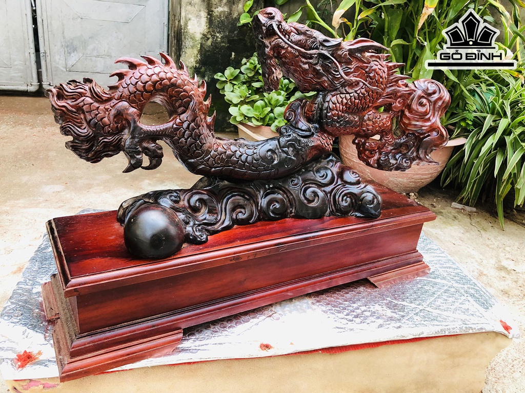 Tượng Nhất Long Gỗ Trắc Ngang 57 Cao 41 Sâu 15 (cm)