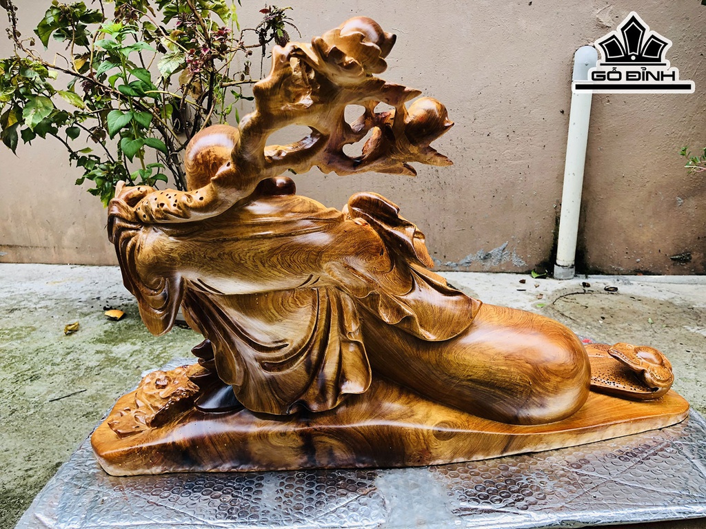 Tượng Phật Di Lặc Gỗ Hương Ngang 68 Cao 45 Sâu 33 (cm)