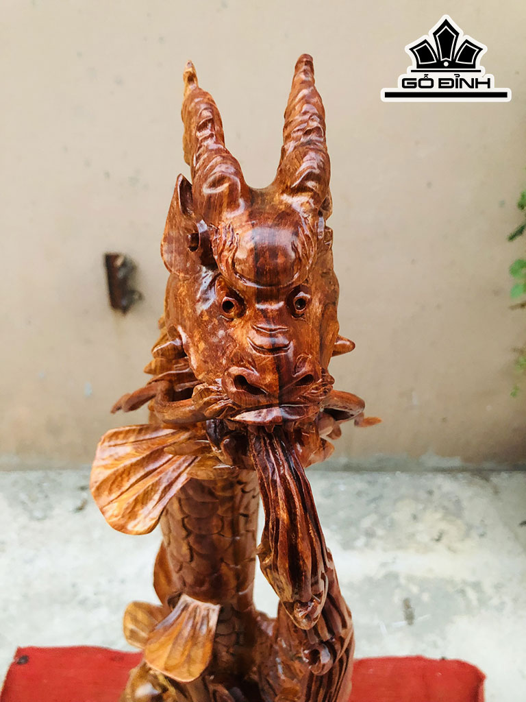 Tượng Tam Ngư Hóa Rồng Gỗ Hương Cao 86 Ngang 33 Sâu 26 (cm)