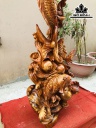 Tượng Tam Ngư Hóa Rồng Gỗ Hương Cao 86 Ngang 33 Sâu 26 (cm)