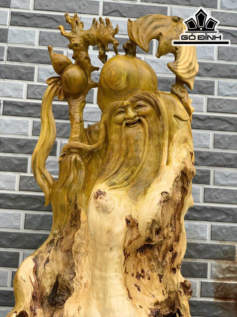 Tượng Ông Thọ Gỗ Nu Giáng Hương Cao 109 Ngang 64 Sâu 28 (cm)