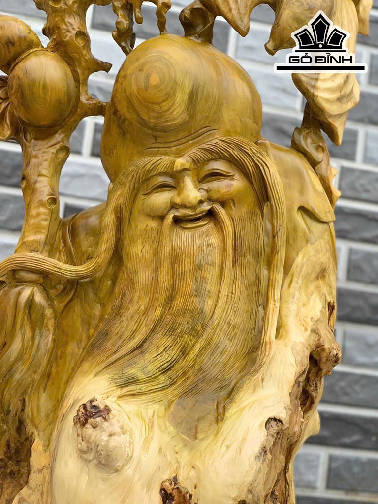 Tượng Ông Thọ Gỗ Nu Giáng Hương Cao 109 Ngang 64 Sâu 28 (cm)