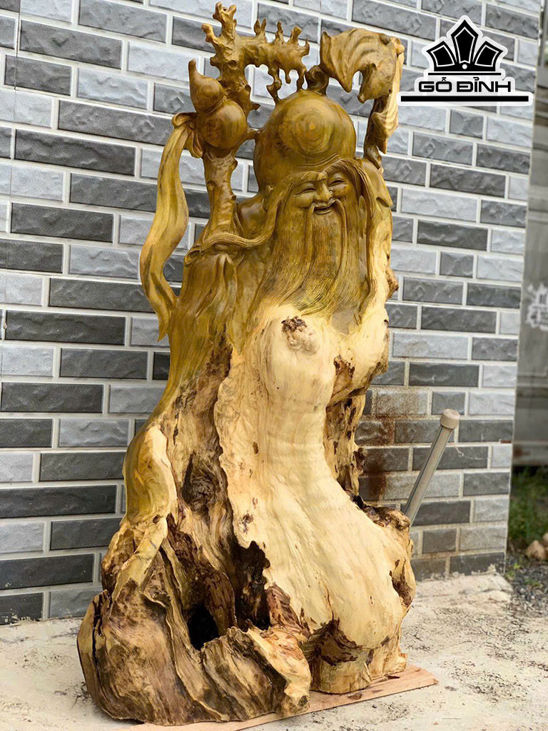 Tượng Ông Thọ Gỗ Nu Giáng Hương Cao 109 Ngang 64 Sâu 28 (cm)