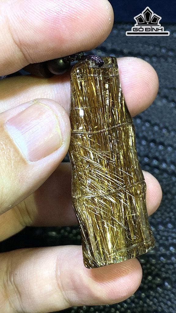 Mặt Dây Chuyền Đá Thạch Anh Tóc Nâu Cao 50 Ngang 22,4 Sâu 11,9 (mm) 23gr