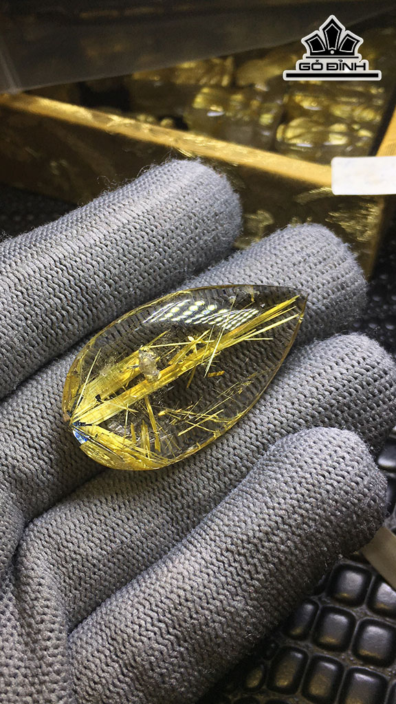 Mặt Dây Chuyền Đá Thạch Anh Tóc Vàng Cao 42,8 Ngang 23,4 Sâu 10 (mm) 13gr