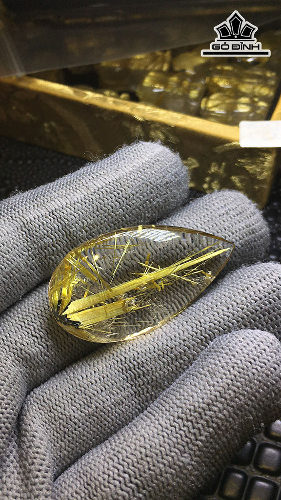 Mặt Dây Chuyền Đá Thạch Anh Tóc Vàng Cao 42,8 Ngang 23,4 Sâu 10 (mm) 13gr