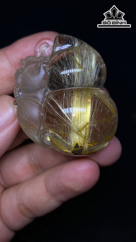 Mặt Dây Chuyền Đá Thạch Anh Tóc Vàng Cao 48 Ngang 40 Sâu 26 (mm) 56gr