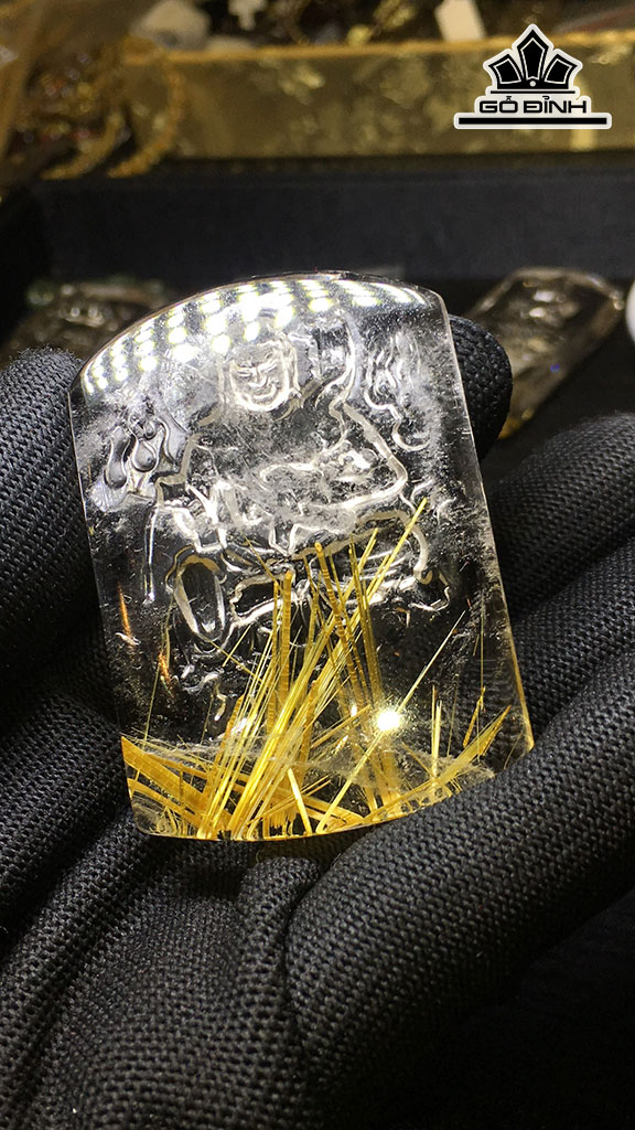 Mặt Dây Chuyền Động Thiên Minh Đá Thạch Anh Tóc Vàng Cao 54,8 Ngang 39,2 Sâu 8,8 (mm) 37,9gr