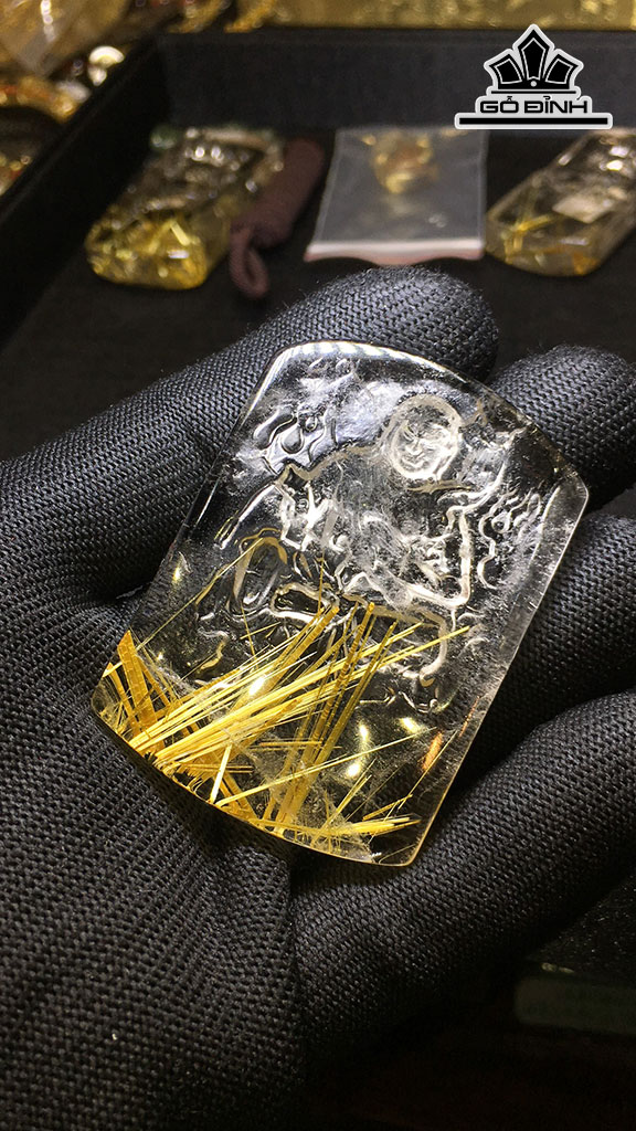 Mặt Dây Chuyền Động Thiên Minh Đá Thạch Anh Tóc Vàng Cao 54,8 Ngang 39,2 Sâu 8,8 (mm) 37,9gr