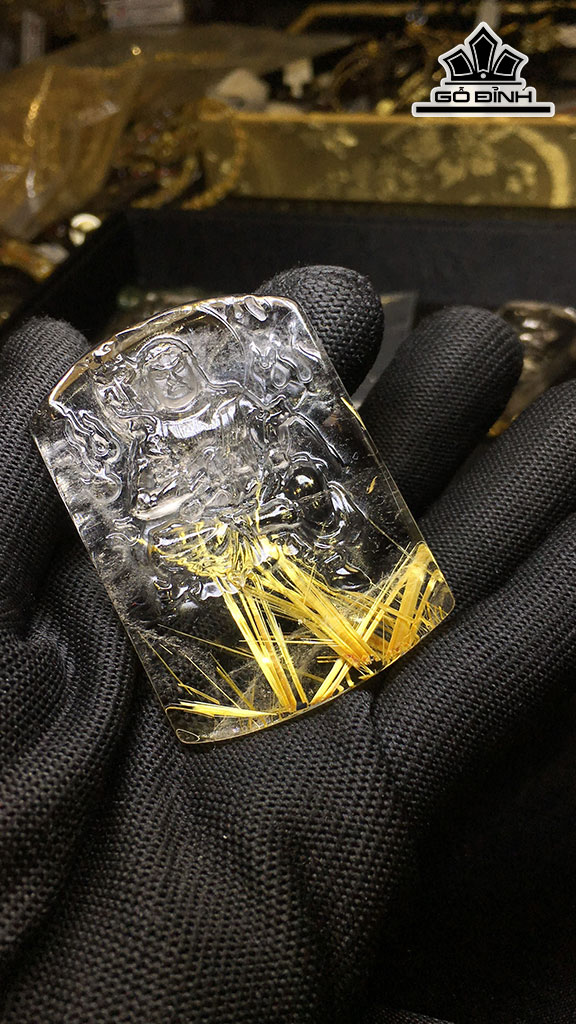 Mặt Dây Chuyền Động Thiên Minh Đá Thạch Anh Tóc Vàng Cao 54,8 Ngang 39,2 Sâu 8,8 (mm) 37,9gr