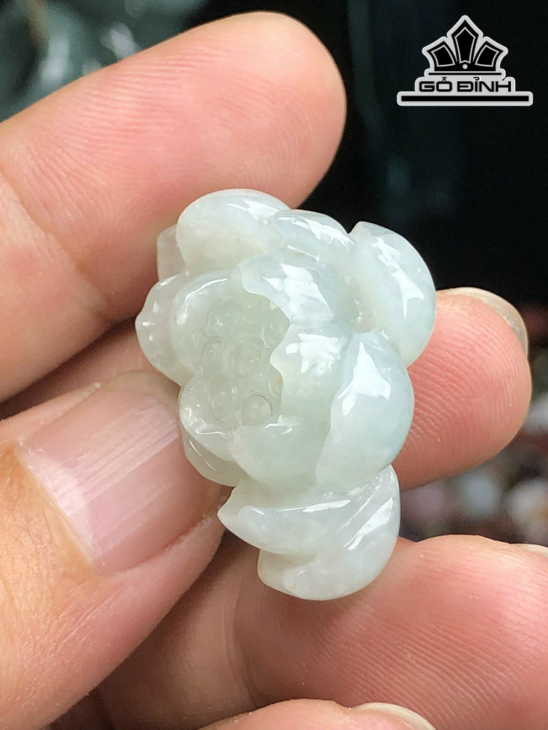 Mặt Dây Chuyền Hoa Sen Đá Cẩm Thạch Cao 33 Ngang 20,6 Sâu 11,5 (mm) 9,7gr
