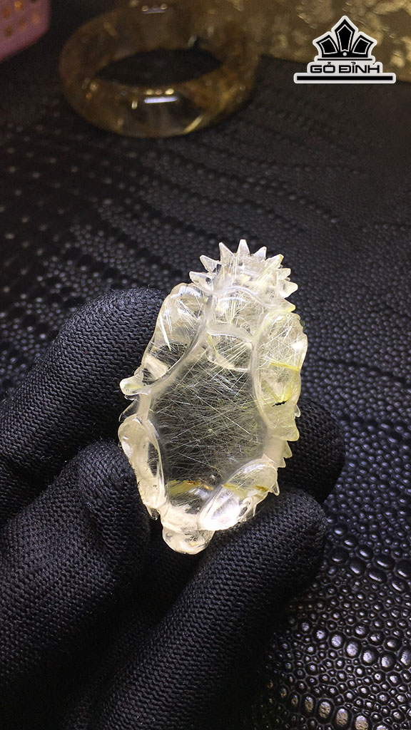 Mặt Dây Chuyền Long Quy Đá Thạch Anh Tóc Vàng Cao 51,7 Ngang 28,7 Sâu 17,2 (mm) 31,7gr