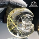 Mặt Dây Chuyền Quan Âm Đá Thạch Anh Tóc Vàng Cao 50 Ngang 39,8 Sâu 14 (mm) 31gr