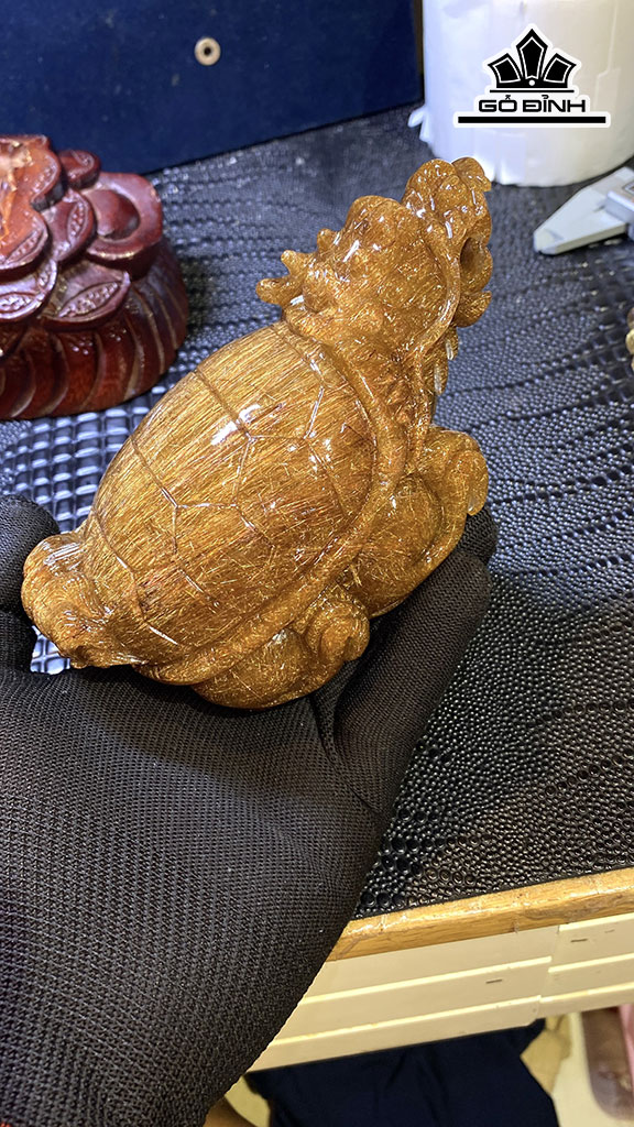 Tượng Long Quy Đá Thạch Anh Tóc Nâu Cao 144 Ngang 77 Sâu 60 (mm) 822gr