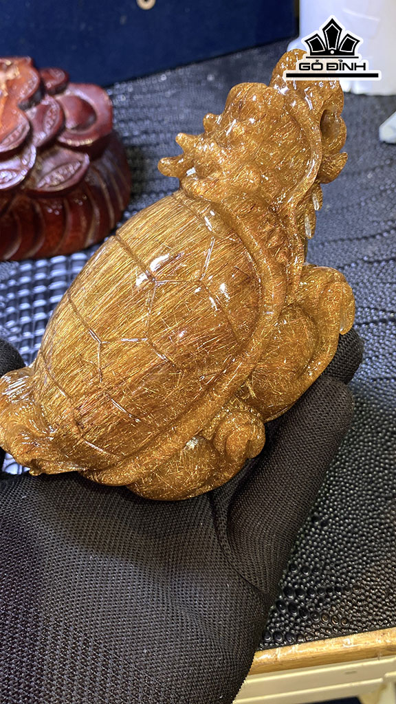 Tượng Long Quy Đá Thạch Anh Tóc Nâu Cao 144 Ngang 77 Sâu 60 (mm) 822gr