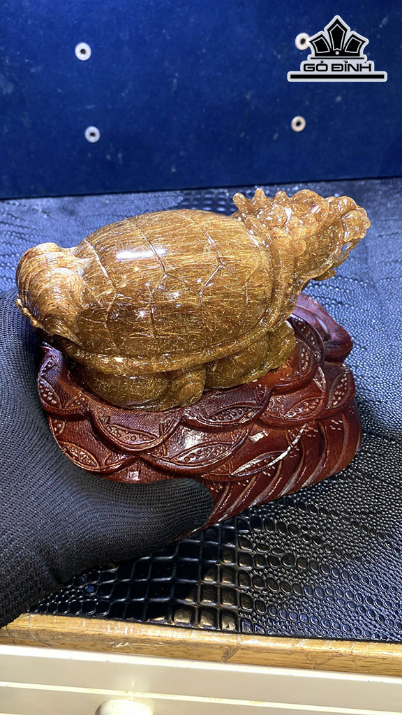 Tượng Long Quy Đá Thạch Anh Tóc Nâu Cao 144 Ngang 77 Sâu 60 (mm) 822gr