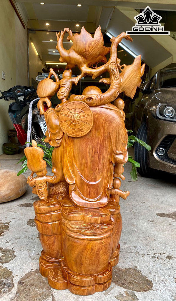 Tượng Phật Di Lặc Gỗ Hương Cao 94 Ngang 40 Sâu 29 (cm)