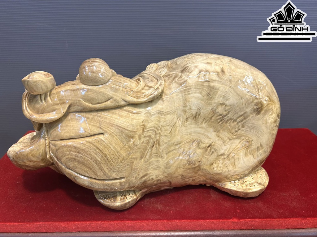 Tượng Phật Di Lặc Gỗ Nu Nghiến Cao 18 Ngang 33 Sâu 18 (cm)