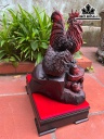 Tượng Gia Đình Gà Phong Thủy Gỗ Trắc Cao 35 Ngang 25 Sâu 28 (cm)