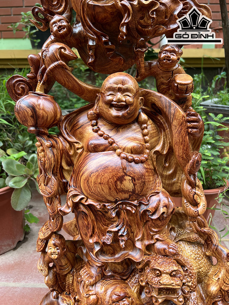 Tượng Phật Di Lặc Ngũ Phúc Gỗ Cẩm Cao 73 Ngang 38 Sâu 28 (cm)