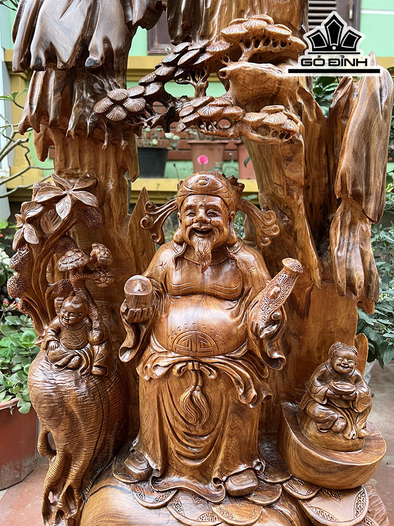 Tượng Thần Tài Gỗ Ngọc Am Cao 102 Ngang 48 Sâu 25 (cm)