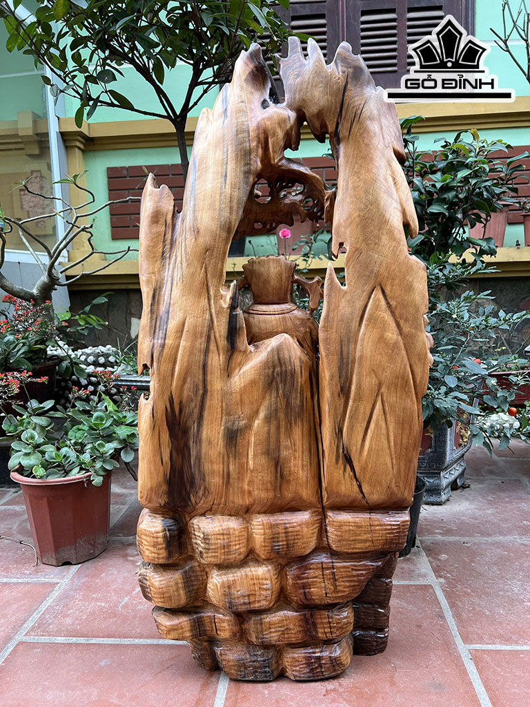 Tượng Thần Tài Gỗ Ngọc Am Cao 102 Ngang 48 Sâu 25 (cm)