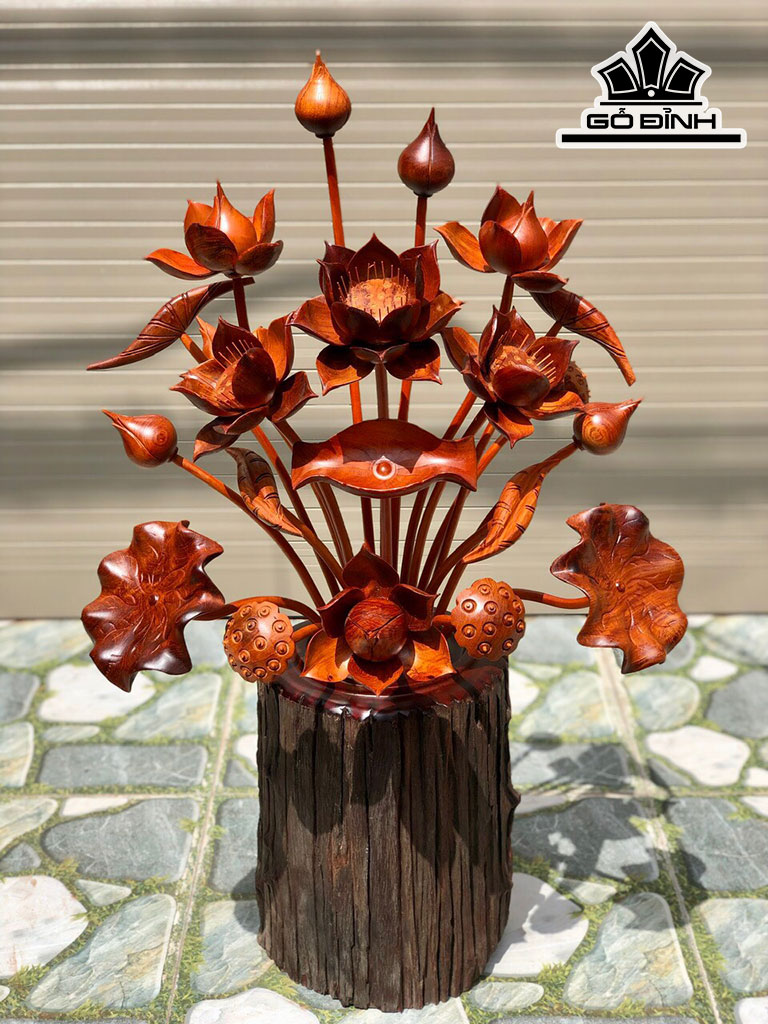 Bình Hoa Sen Gỗ Hương Cao 100 Ngang 61 Sâu 40 (cm)