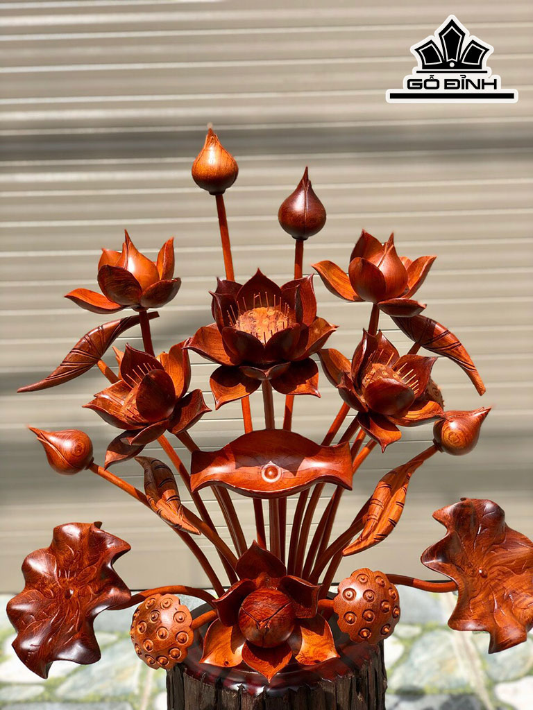 Bình Hoa Sen Gỗ Hương Cao 100 Ngang 61 Sâu 40 (cm)