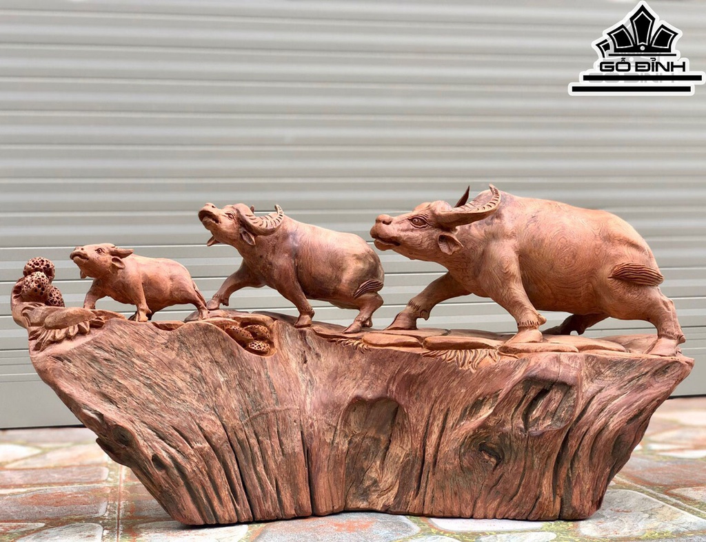 Cầu Trâu Gỗ Hương Cao 36 Ngang 70 Sâu 26 (cm)