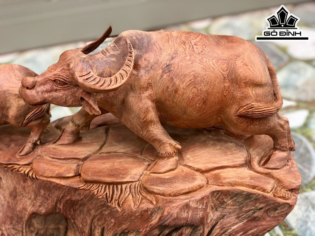 Cầu Trâu Gỗ Hương Cao 36 Ngang 70 Sâu 26 (cm)