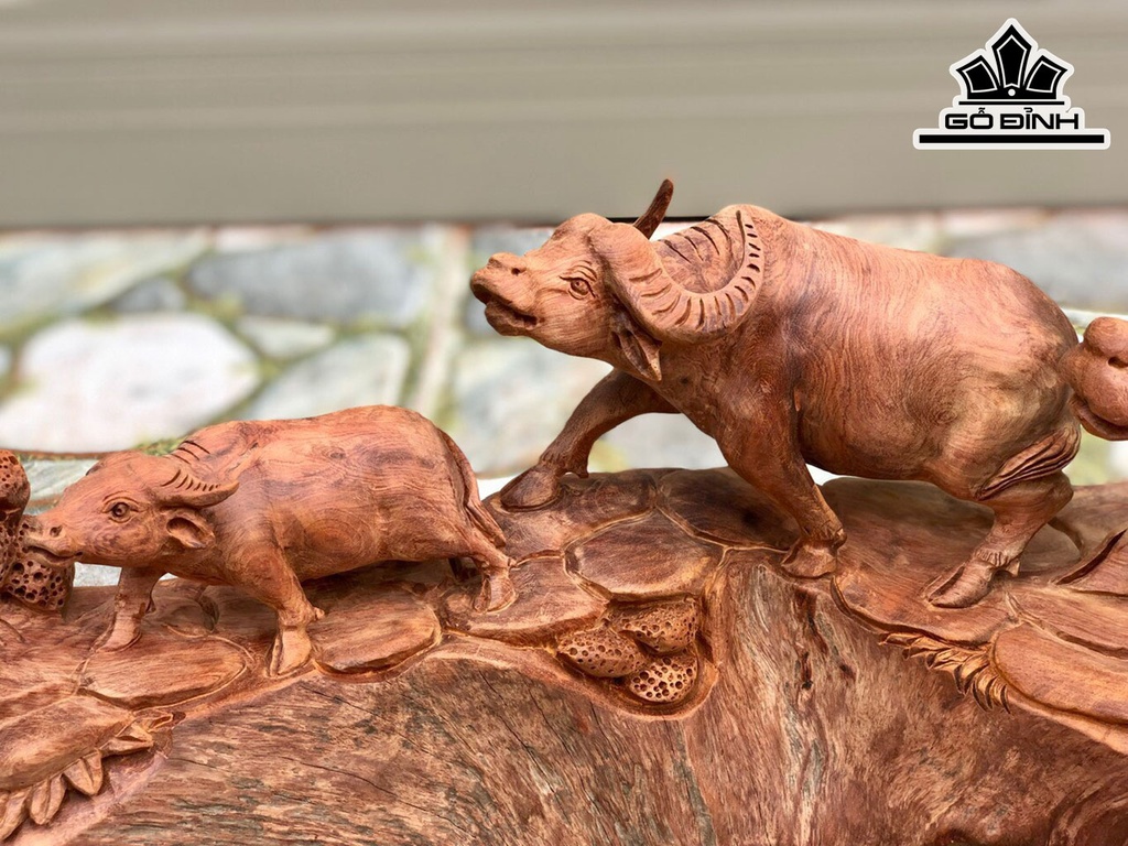 Cầu Trâu Gỗ Hương Cao 36 Ngang 70 Sâu 26 (cm)