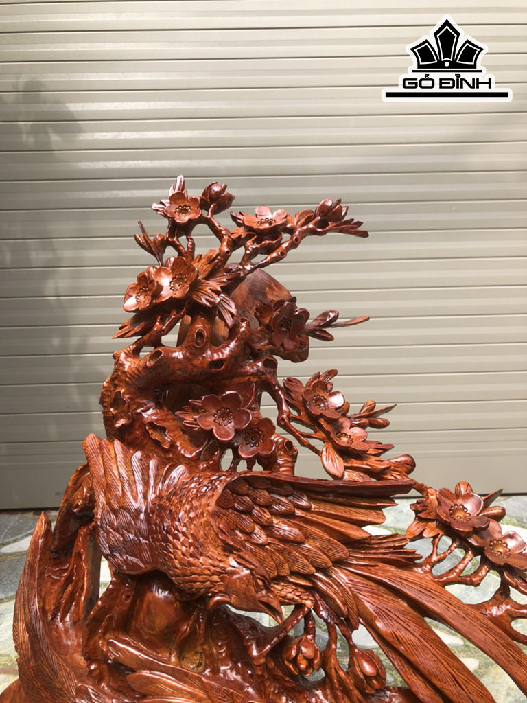 Tượng Phu Thê Viên Mãn Gỗ Hương Cao 49 Ngang 50 Sâu 26 (cm)