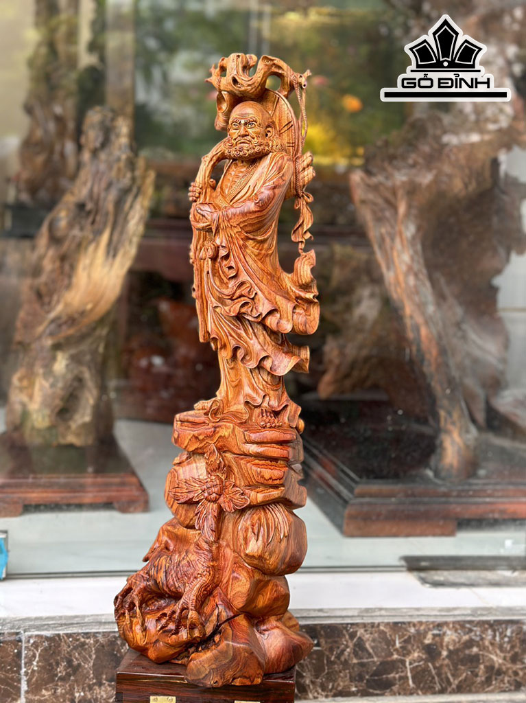 Tượng Đạt Ma Sư Tổ Gỗ Sưa Cao 60 Ngang 20 Sâu 17 (cm)