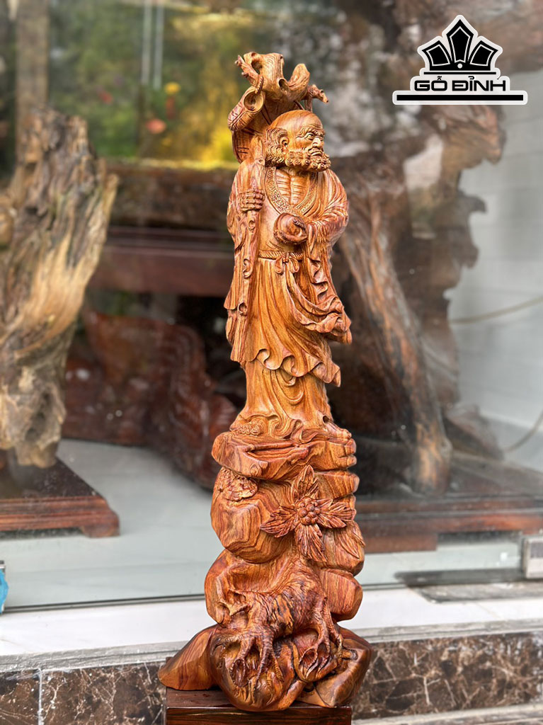 Tượng Đạt Ma Sư Tổ Gỗ Sưa Cao 60 Ngang 20 Sâu 17 (cm)