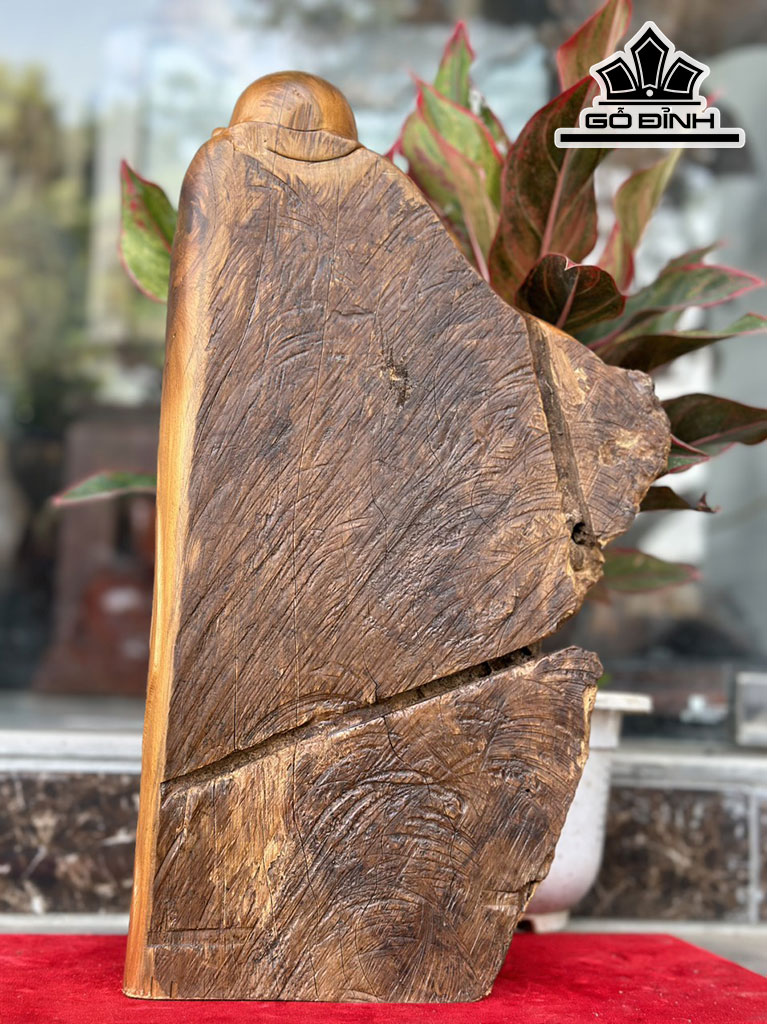 Tượng Phật Di Lặc Gỗ Bách Xanh Cao 43 Ngang 24 Sâu 12 (cm)