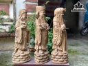 Tượng Phúc Lộc Thọ (Tam Đa) Gỗ Bách Xanh Cao 83 Ngang 32 Sâu 22 (cm)