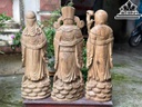 Tượng Phúc Lộc Thọ (Tam Đa) Gỗ Bách Xanh Cao 83 Ngang 32 Sâu 22 (cm)