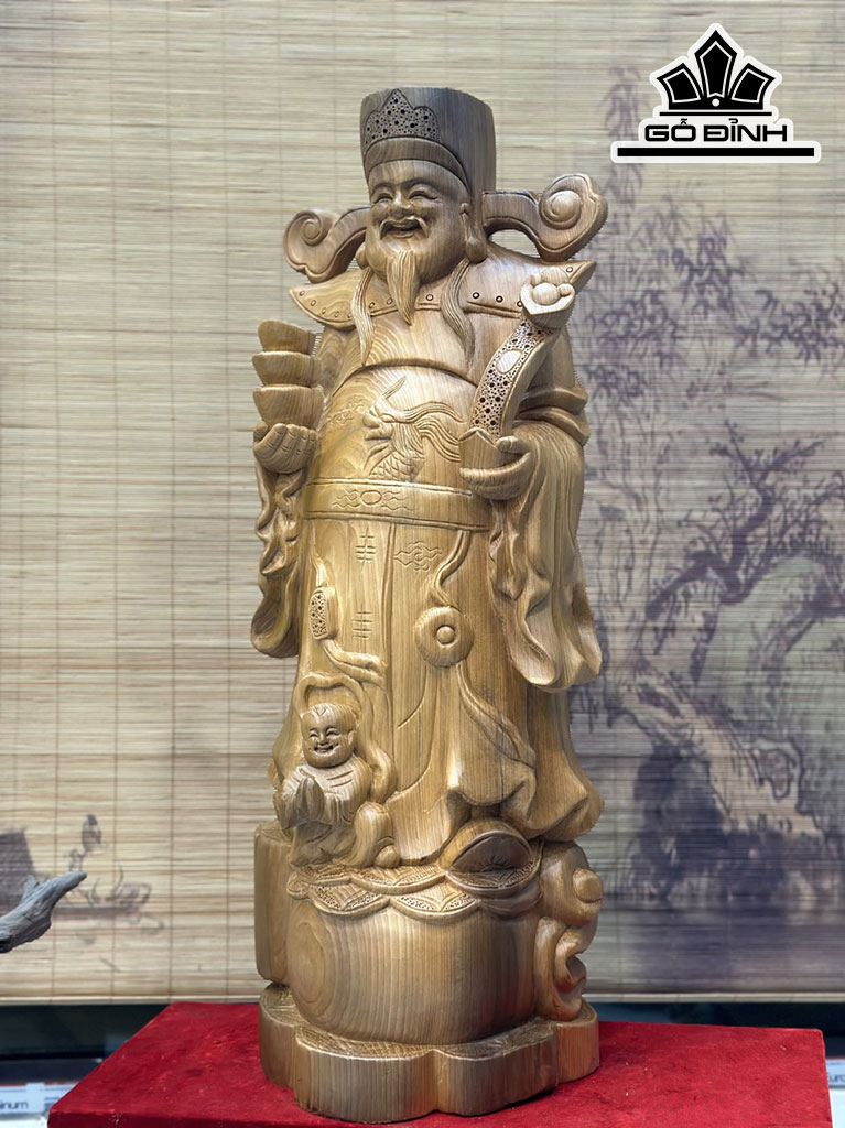 Tượng Thần Tài Gỗ Ngọc Am Cao 70 Ngang 27 Sâu 24 (cm)